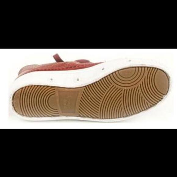 NEW SPRING COURT WOMENS ROUGE RED CROCO LEATHER HIGH TOP SNEAKERS SIZE CHOICE - Picture 3 of 5